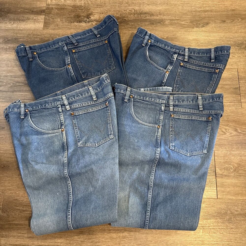 Lot Of 4 Wrangler Mens 39x32 Blue Denim Jeans